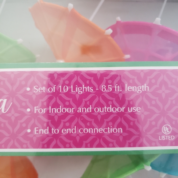 Deli Fun Colorful Drink Umbrella String Lights 10 Lights Nwt - Picture 10 of 12